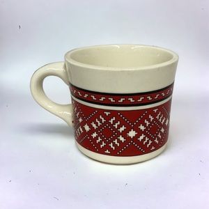 Vintage Cream & Red Coffee Mug Tea Cup Made In USA -  Rare Find